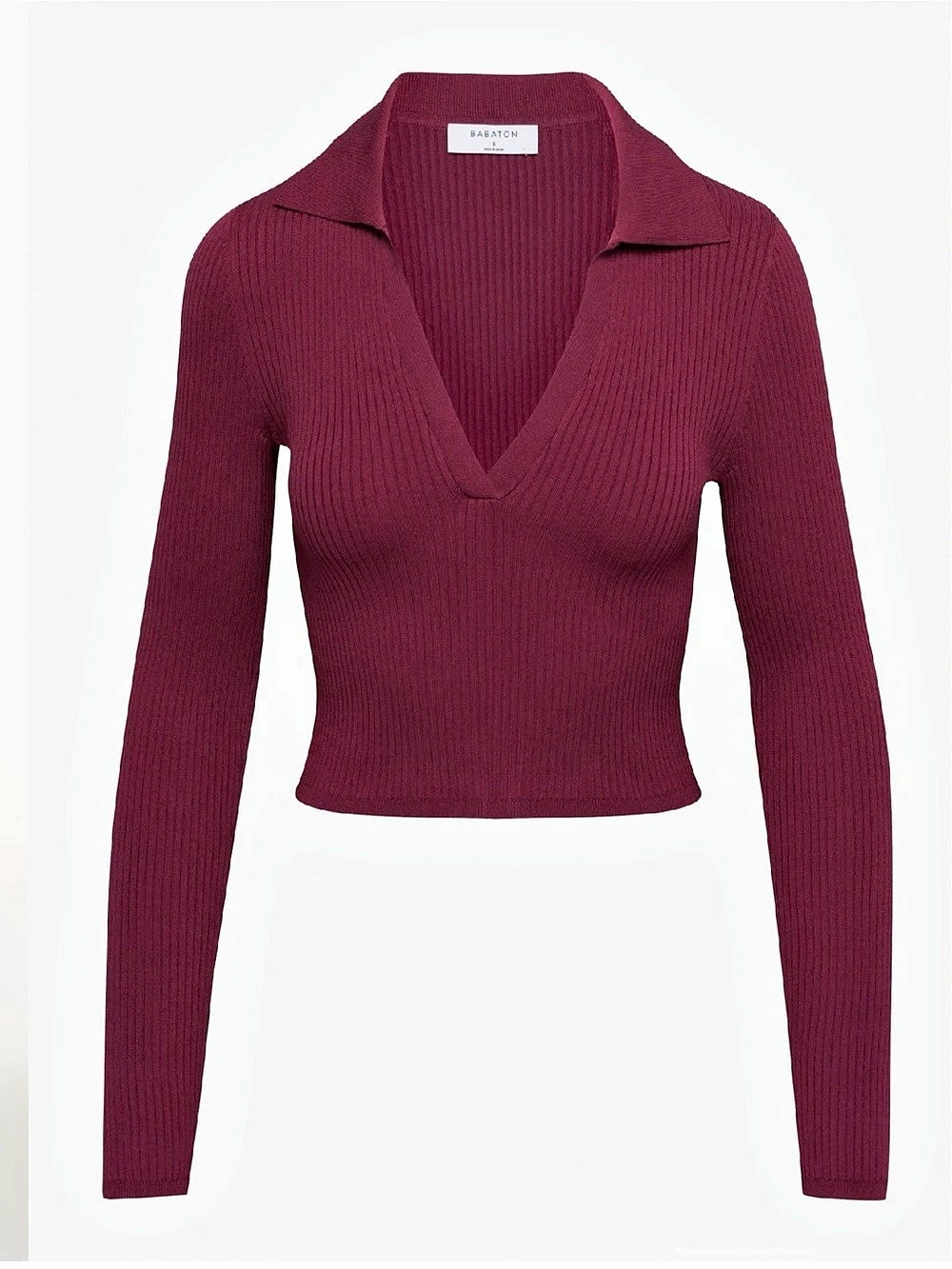 Aritzia Babaton Women’s Sculpt Knit Polo Long sleeve Small Grapevine